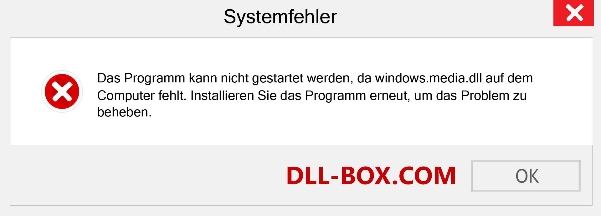 windows.media.dll-Datei fehlt?. Download für Windows 7, 8, 10 - Fix windows.media dll Missing Error unter Windows, Fotos, Bildern